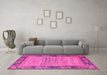 Machine Washable Oriental Pink Modern Rug in a Living Room, wshabs5285pnk