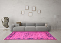 Machine Washable Oriental Pink Modern Rug, wshabs5285pnk