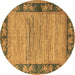 Round Oriental Brown Modern Rug, abs5285brn