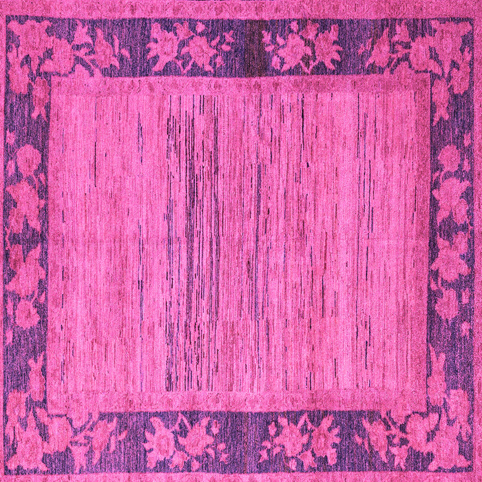 Square Machine Washable Oriental Pink Modern Rug, wshabs5285pnk