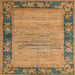 Square Abstract Gold Oriental Rug, abs5285