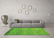 Machine Washable Oriental Green Modern Area Rugs in a Living Room,, wshabs5286grn