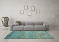 Machine Washable Oriental Light Blue Modern Rug, wshabs5286lblu