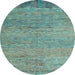 Round Oriental Light Blue Modern Rug, abs5286lblu