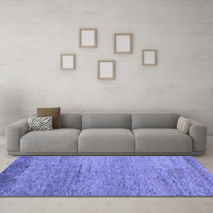 Machine Washable Oriental Blue Modern Rug in a Living Room, wshabs5286blu