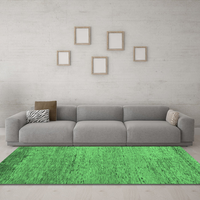 Machine Washable Oriental Emerald Green Modern Area Rugs in a Living Room,, wshabs5286emgrn