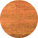 Round Machine Washable Oriental Orange Modern Area Rugs, wshabs5286org