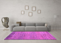 Machine Washable Oriental Purple Modern Area Rugs in a Living Room, wshabs5286pur