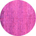 Round Machine Washable Oriental Pink Modern Rug, wshabs5286pnk