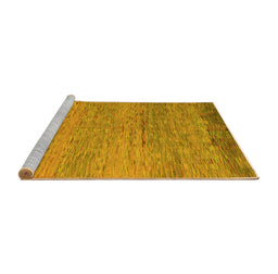 Sideview of Machine Washable Oriental Yellow Modern Rug, wshabs5286yw