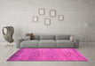 Machine Washable Oriental Pink Modern Rug in a Living Room, wshabs5286pnk