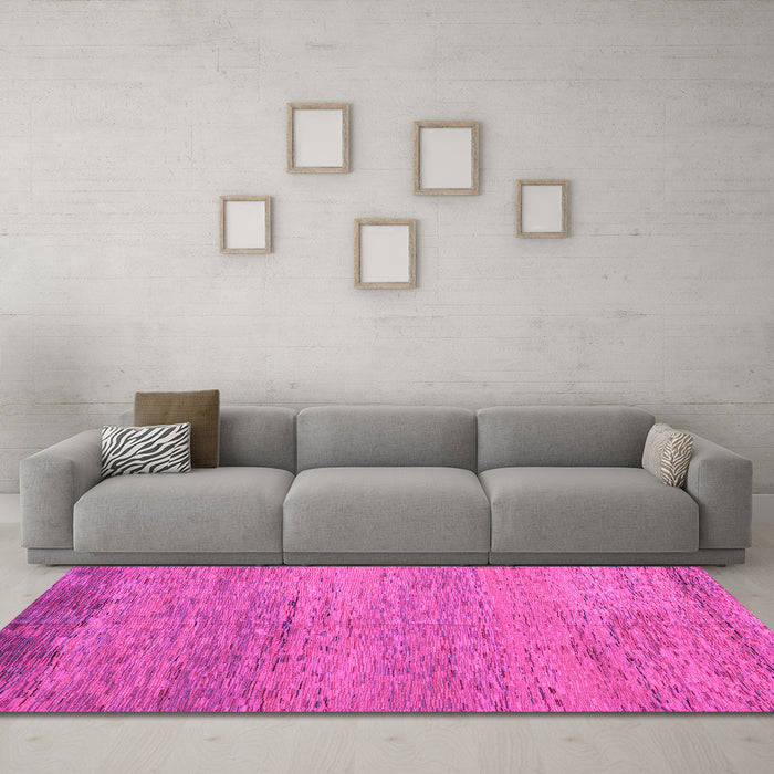 Machine Washable Oriental Pink Modern Rug in a Living Room, wshabs5286pnk