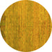 Round Machine Washable Oriental Yellow Modern Rug, wshabs5286yw