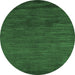 Round Machine Washable Oriental Emerald Green Modern Area Rugs, wshabs5287emgrn