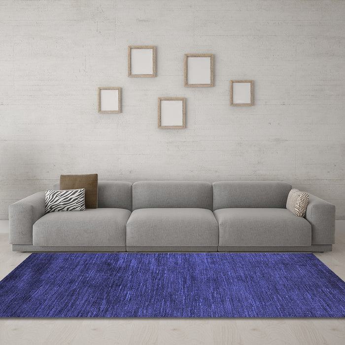 Machine Washable Oriental Blue Modern Rug in a Living Room, wshabs5287blu