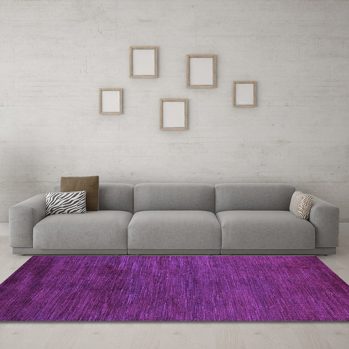 Machine Washable Oriental Purple Modern Area Rugs in a Living Room, wshabs5287pur