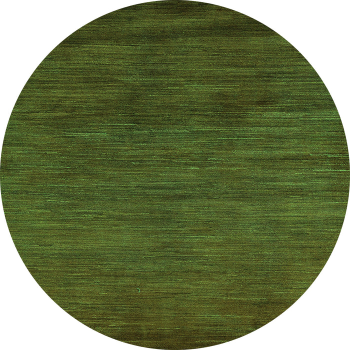 Round Machine Washable Oriental Green Modern Area Rugs, wshabs5287grn