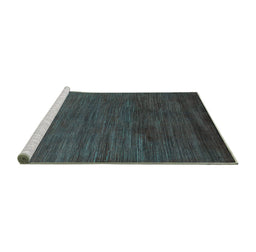 Sideview of Machine Washable Oriental Turquoise Modern Area Rugs, wshabs5287turq