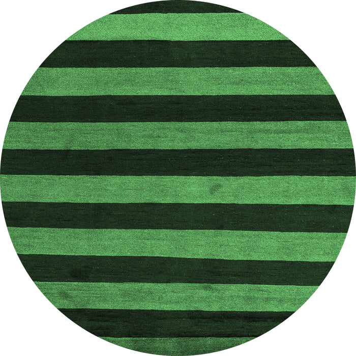 Round Machine Washable Oriental Emerald Green Modern Area Rugs, wshabs5288emgrn