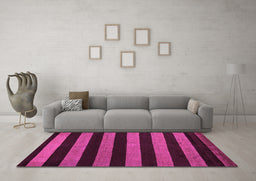 Machine Washable Oriental Pink Modern Rug in a Living Room, wshabs5288pnk