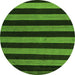 Round Machine Washable Oriental Green Modern Area Rugs, wshabs5288grn