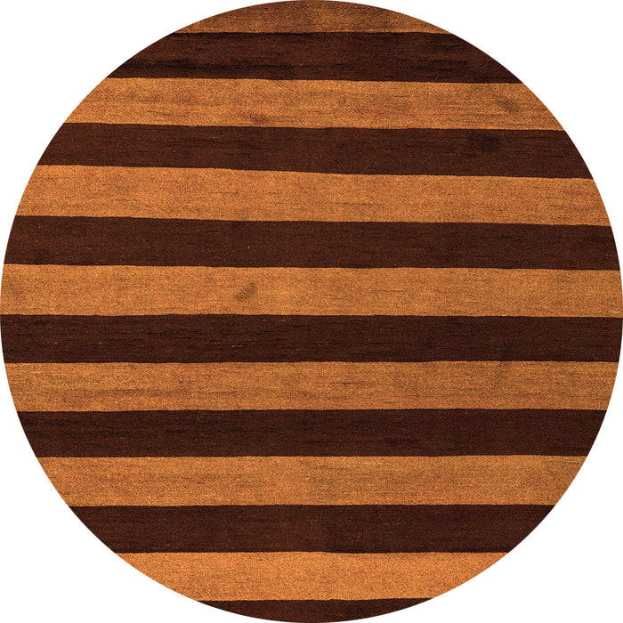 Round Machine Washable Oriental Orange Modern Area Rugs, wshabs5288org