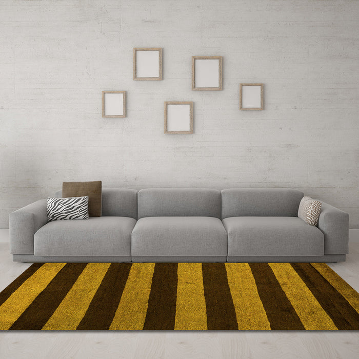Machine Washable Oriental Yellow Modern Rug in a Living Room, wshabs5288yw
