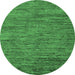 Round Machine Washable Abstract Emerald Green Modern Area Rugs, wshabs5289emgrn