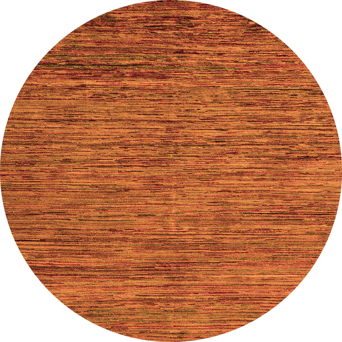 Round Machine Washable Abstract Orange Modern Area Rugs, wshabs5289org