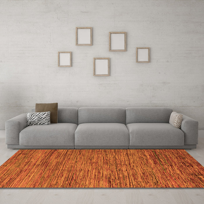 Machine Washable Abstract Orange Modern Area Rugs in a Living Room, wshabs5289org