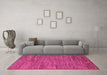 Machine Washable Abstract Pink Modern Rug in a Living Room, wshabs5289pnk