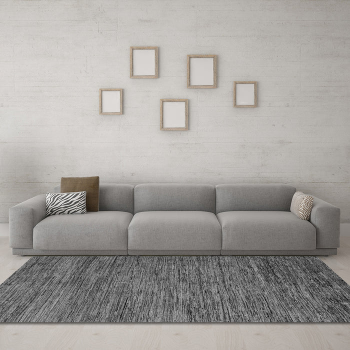 Machine Washable Abstract Gray Modern Rug in a Living Room,, wshabs5289gry