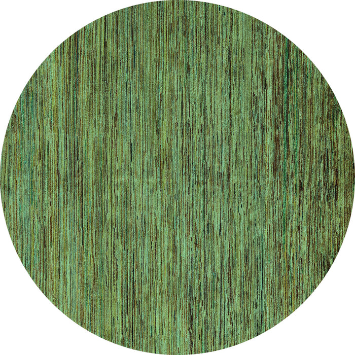 Round Machine Washable Abstract Turquoise Modern Area Rugs, wshabs5289turq