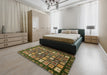 Abstract Copper Green Modern Rug in a Bedroom, abs528