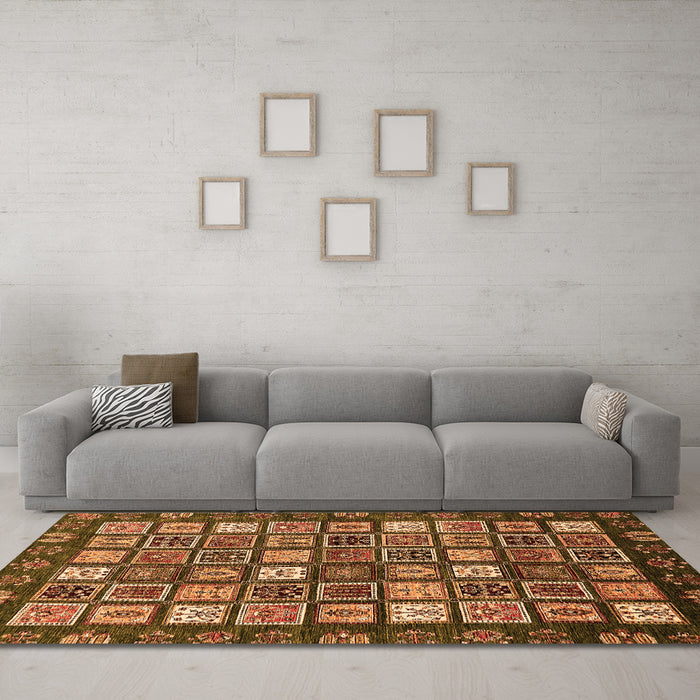 Machine Washable Abstract Orange Modern Area Rugs in a Living Room, wshabs528org