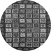 Round Machine Washable Abstract Gray Modern Rug, wshabs528gry