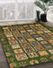 Machine Washable Abstract Brass Green Rug in a Family Room, wshabs528