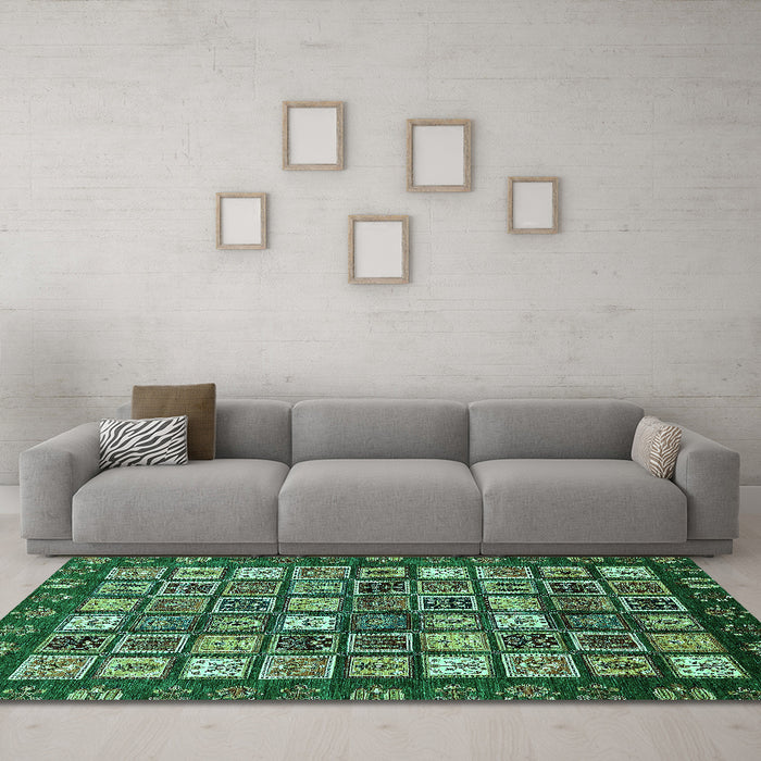 Machine Washable Abstract Turquoise Modern Area Rugs in a Living Room,, wshabs528turq