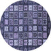 Round Machine Washable Abstract Blue Modern Rug, wshabs528blu