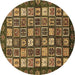 Round Machine Washable Abstract Brown Modern Rug, wshabs528brn