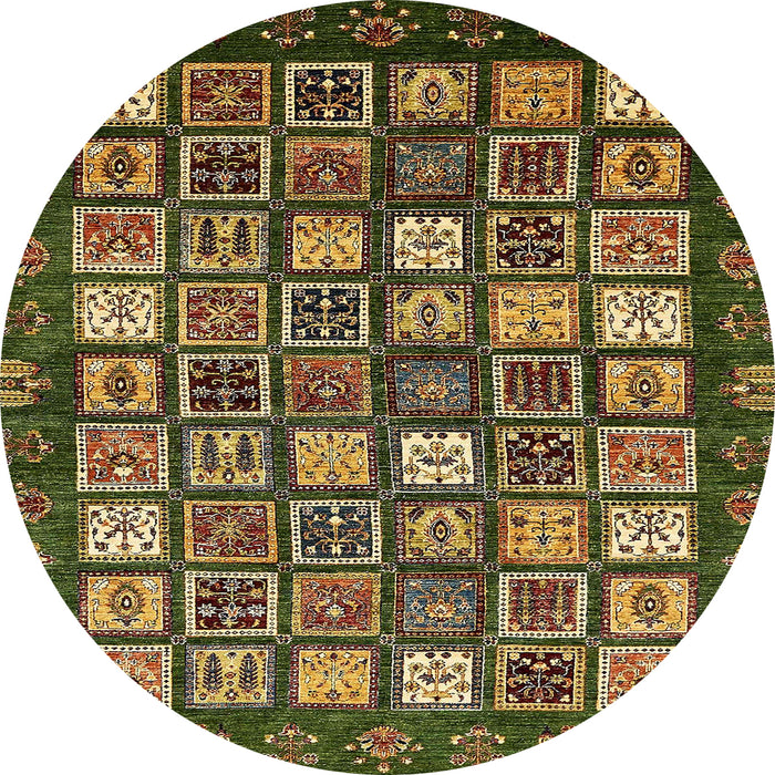 Round Abstract Copper Green Modern Rug, abs528
