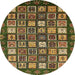 Round Abstract Copper Green Modern Rug, abs528