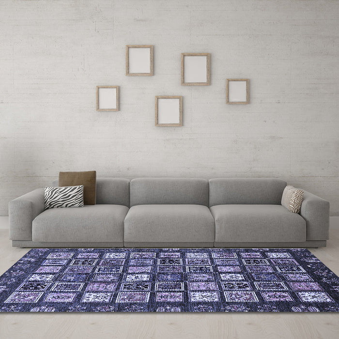 Machine Washable Abstract Blue Modern Rug in a Living Room, wshabs528blu