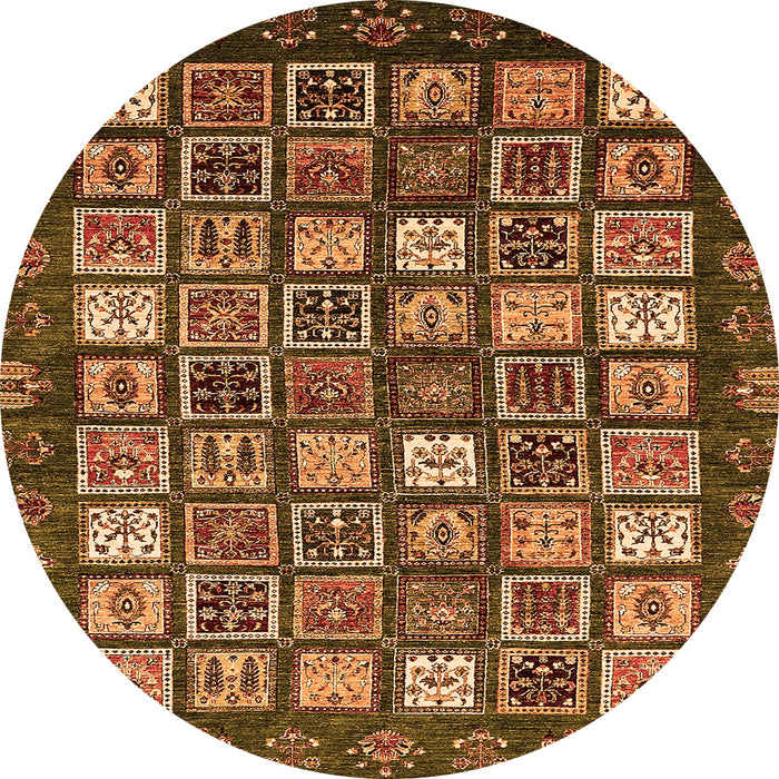 Round Machine Washable Abstract Orange Modern Area Rugs, wshabs528org