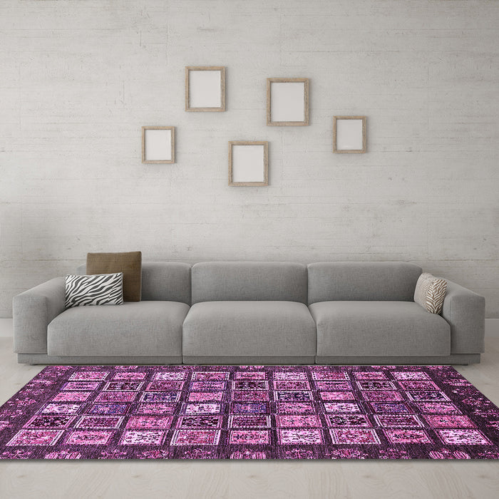Machine Washable Abstract Purple Modern Area Rugs in a Living Room, wshabs528pur