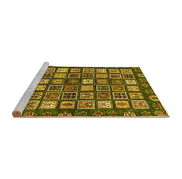 Sideview of Machine Washable Abstract Yellow Modern Rug, wshabs528yw