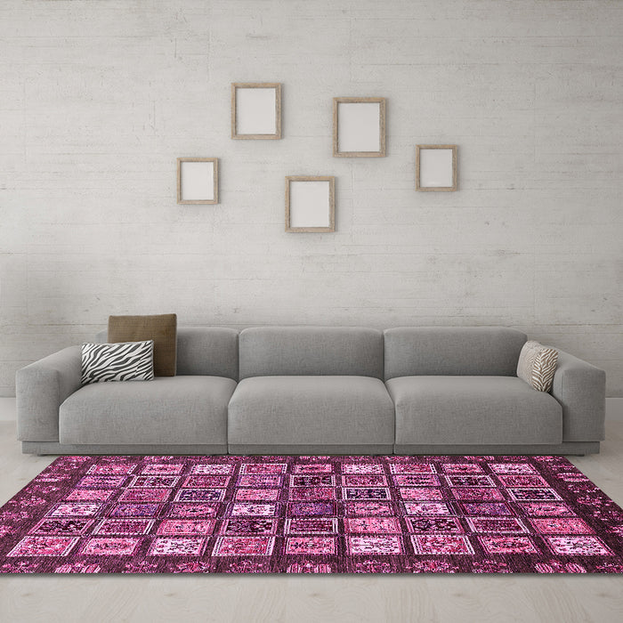 Machine Washable Abstract Pink Modern Rug in a Living Room, wshabs528pnk