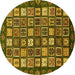 Round Machine Washable Abstract Yellow Modern Rug, wshabs528yw