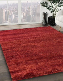 Abstract Red Modern Rug in Family Room, abs5290