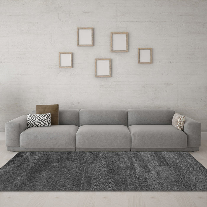 Machine Washable Abstract Gray Modern Rug in a Living Room,, wshabs5290gry